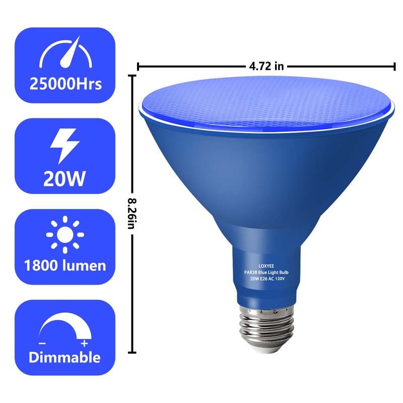 LOXYEE PAR38 Flood Light, 2 Pack - Dimmable, E26 Base