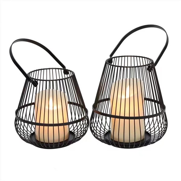 Decorative Metal Candle Holder Cage Lanterns for Table and Indoor Outdoor(Set of)