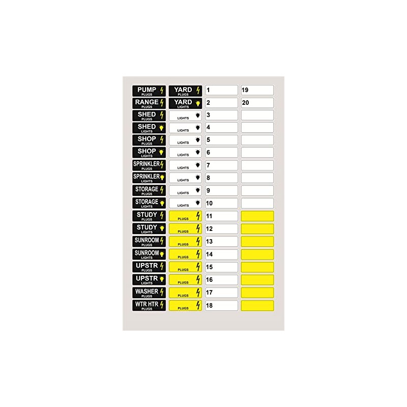 Circuit Breaker Box Label, 0.5x1.5 inch Plugs and Lights Circuit