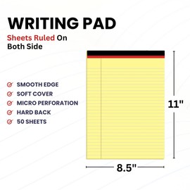 AUKSales Legal Pads 8.5 x 11, 2 Pack Wide Ruled Lined Notepad, Yellow Legal Pads of Paper Legal Notepads, Micro Perforated Note Pads 8.5 x 11 Legal Pad, Yellow Legal Pads, 50 Sheets Per Writing Pad