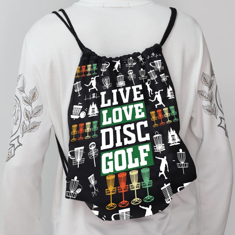 PXTIDY Disc Golf Drawstring Bag Gift For Disc Golf Basket