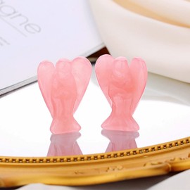 XIANNVXI Rose Quartz Crystal Angel Figurine Decor,Pink Ornament for Living Room,Pink Gifts for Women,Reiki 1.5" Guardian Angels Ornament for Desk Decor Pink Room Decor