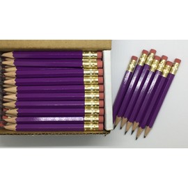 Half Pencils with Eraser - Golf, Classroom, Pew, Short, Mini, Small. Church, Non Toxic - Hexagon, Sharpened, 2 Pencil, Color - Light Purple, Box of 72 (1/2 Gross) Golf Pocket Pencils™