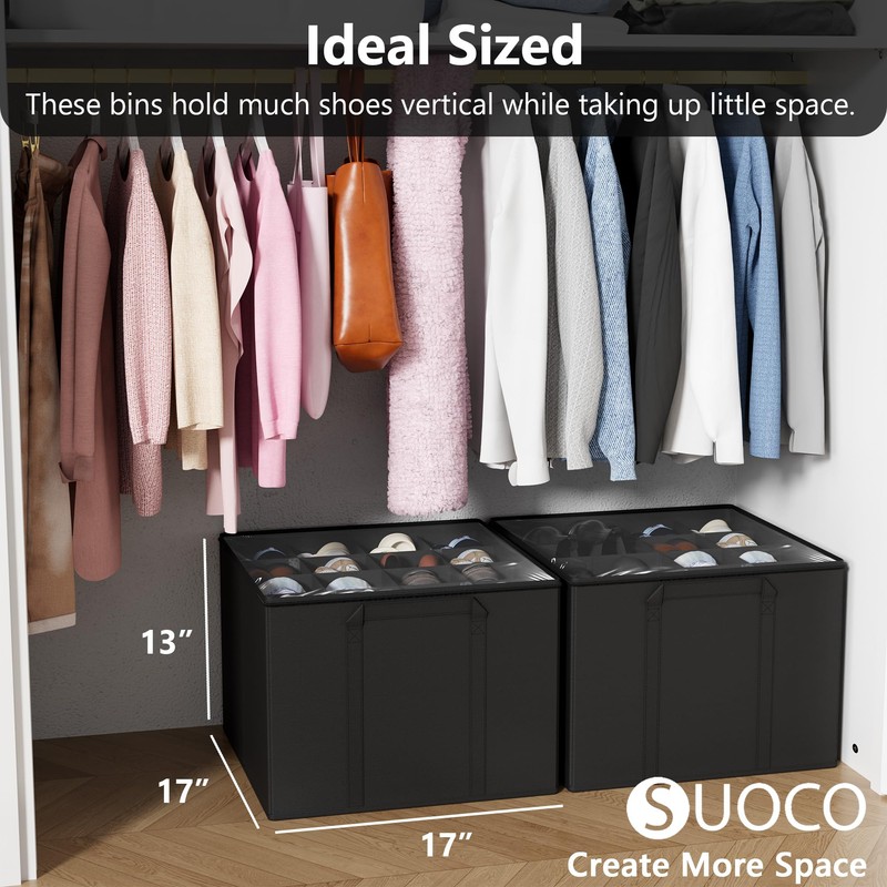 SUOCO 2 Pack Shoe Organizer for Closet, Fits up to