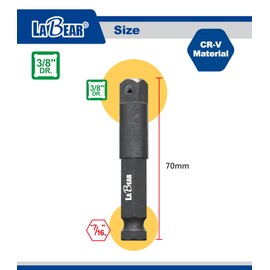 LABEAR- 3/8" Square Ext, 7/16" Hex, 3/8-Inch male square, works with a 7/16-Inch impact driver
