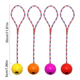 Throwing Ball Dog Pack of 4 Ball with Rope Natural Rubber Ball for Dogs Dog Toy Ball Dog Ball Soft and Elastic Solid Rubber Ball for Large and Small Dogs Throwing Random Colour