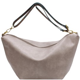 Makukke Women's Large PU Leather Crossbody Bag with Hobo Wide Strap, Vintage Shoulder Bag, Bag for Office, Work, Travel, Excursion, Shopping, beige, Retro