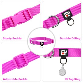 azuza Nylon Dog Collar and Leash Set, Strong & Durable Basic Style Leash with Easy to Use Collar Hook, Available in Multiple Lengths for Small Dogs, Purple,S