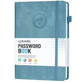 Password Book with Alphabetical Tabs, Hardcover Password Keeper, Password Notebook Organizer for Computer and Internet Address Website Login, Gifts for Home and Office, 5.8''x 8.4''- Blue