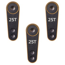Raflot 3Pcs 25T Servo Horn Aluminum 25 Teeth Steering Servo Arm M3 Threads for TRX4 Axial SCX10 Yikong Futaba RC Crawler Truck (Black Gold)