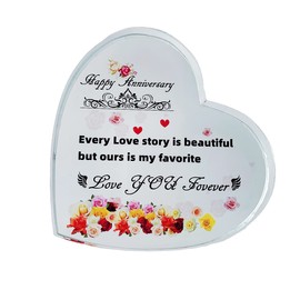 Anniversary Wedding Gifts for Women Laser Crystal Glass Heart Romantic Gift for Her Wife Couple Friends Parents