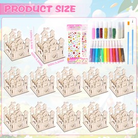 PIWOSGOL Pack of 12 Princess Wooden Castle Craft Set, Wooden Crafts Children Girls, Princess Painting Craft, Creative DIY Craft Gift for Birthday Party Girls 3 4 5 6 7 8 9 10 Years