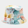 Quanhaigou Reversible Printed Bucket Hat,Summer Beach Outdoor Cap (Floral Blue)