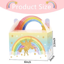 12 Pack Unicorn Party Favor Treat Boxes Unicorn Gift Boxes Party Supplies Rainbow Unicorn Theme Party Candy Goodies Bag Valentine's Day Gift for Girls Kids Birthday Party Decoration 6 x 3 x 3.5 Inches