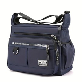 Maxoner Men's Messenger Bag Five-layer Water Resistant Nylon Crossbody Sling Business Computer Laptop Shoulder Bag - Color: Dark Blue