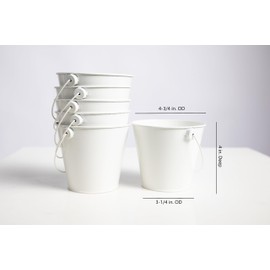 Dominus Decors - Paquete de 6 mini cubeta de metal blanco con asa, cubeta galvanizado pequeño multifuncional para el hogar, niños, escuela, boda y jardinería, estaño, suministros para fiestas, mini contenedor de juguetes