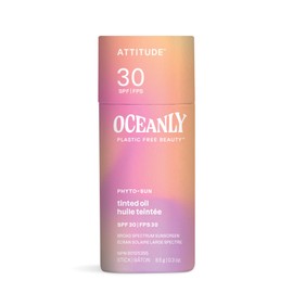 ATTITUDE Oceanly Tinted Oil Stick with SPF 30, EWG Verified, Plastic-Free, Broad Spectrum UVA/UVB Protection with Zinc Oxide, Universal Tint, Unscented, 0.3 Ounce