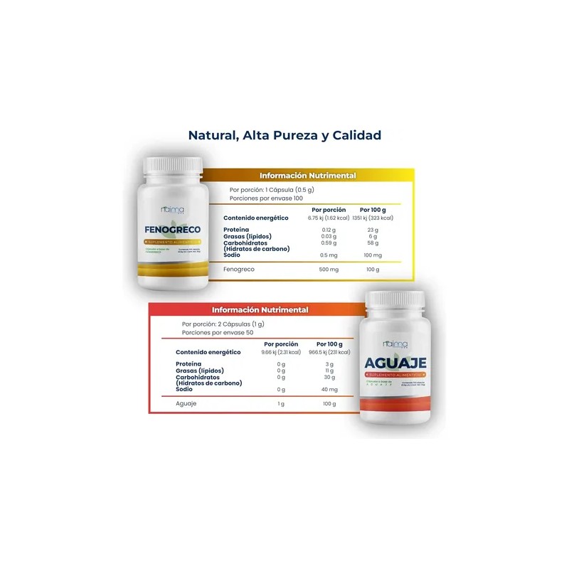 Aguaje Y Fenogreco Pack 100 Capsulas Por Frasco 100% Natural