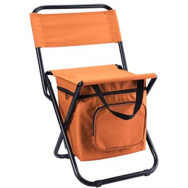 LEADALLWAY Fishing Chair with Cooler Bag Foldable Compact Fishing Stool,Orange