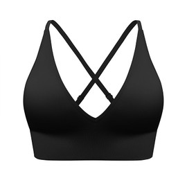 MUNSKT Klassische Sport-BHs, verstellbarer Schultergurt, nahtlos, drahtlos, abnehmbarer Push-Up-BH, Schlaf-BH, Bralette für Workout, Yoga, Alltag, Schwarz , XL