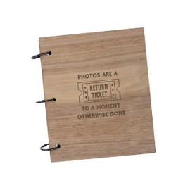 Photos Are A Return Ticket… Engraved Photo Album - Memory Book Scrapbook - Birthday Gift for Her - Travel Gift for Her Him - Picture Album Book (Walnut, 50 pages)