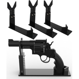 LITAITAI 4PCS Gun Holder Acrylic Pistol Rack, Gun Display Case,Handgun Stand, Small Pistol Gun Toy Portable Desktop Decoration Display for Gun Safe (Black)