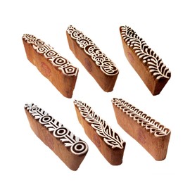 Fabric Wood Stamps Decorative Border Design Printing Blocks (Set of 6)