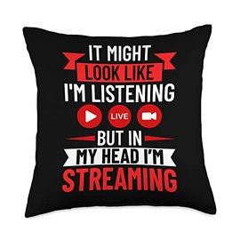 Streaming Gaming Streamer Online Video Microphone Live Throw Pillow