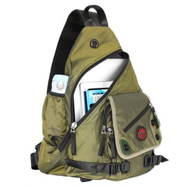 Kawei Knight Large Sling Bag Laptop Backpack Cross Body Messenger Bag Shoulder Travel Rucksack (A-Green)