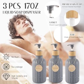 Juego de Accesorios de baño Gris, 17 Piezas con Botes de Basura, dispensador de jabón de loción, Soporte para Cepillo para Polvo de Dientes, jabonera