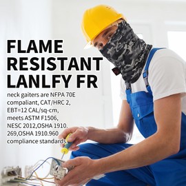 LANLFY FR Neck Gaiter - Fireproof Face Mask for Industrial Workers, Motorcyclists, Welders - Windproof, Dustproof, Breathable FR Protective Gear, Durable Cotton Fabric for All Seasons, Camo One Size
