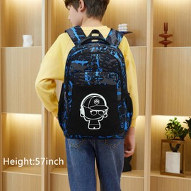 LEDAOU School Backpack Boys Teenager Girls School Bags Kids Backpacks Waterproof Lightweight School Bag Large for School Gifts, Sketch Blue Black