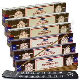 Palo Santo Arabian Oudh Incense Sticks & Holder Bundle Variety Pack from House of Nag Champa Incense Sticks and Trumiri