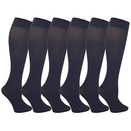 Winterlace Queen Size Trouser Socks for Women, 6 Pairs Plus Stretchy Opaque Knee High Dress Sock (6 Pairs - Charcoal Gray)
