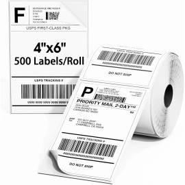 ProLine 500 Per Roll 4"x6" Direct Thermal Labels for Zebra 2844 ZP450 ZP500 ZP505 Eltron - 10 Rolls