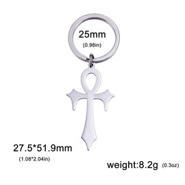 CQHODFYA Coptic Ankh Cross Keyring, Egyptian Keyring with Stainless Steel Key Ring for Men and Women, Silver Key Holder with Gift Box, multicoloured