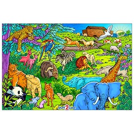Noah's Ark and Celebration - Giant Line Art Coloring Poster for All Ages - Super Detailed Arts and Crafts Activity - Excellent Group or Family Project (22 x 32.5 inches)