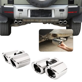 YIWANG Stainless Steel Car Exhaust Pipe Noise Canceller Cover Stickers For Land Rover Defender 90 110 2020-2022 Auto Accessories (Silver)