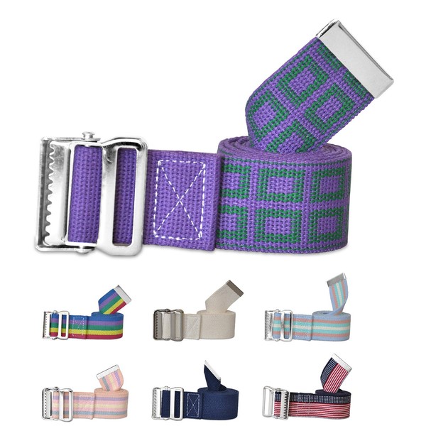 NYOrtho Metal Buckle Gait Belt - Adjustable Machine Washable Strong and Durable Material Latex Free, Lavender, 72"