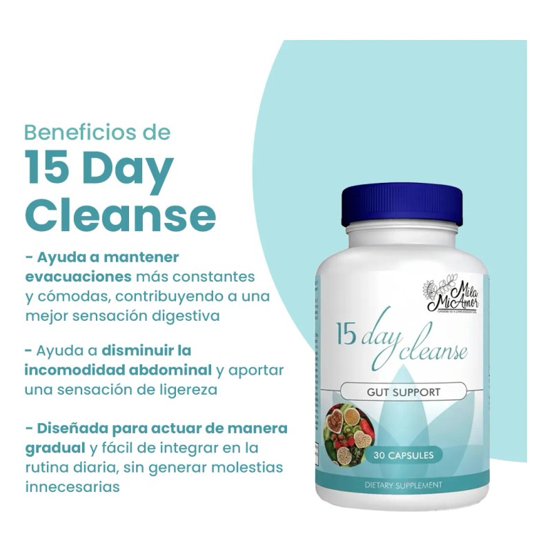 15 Days Cleanse Limpieza Intestinal Avanzada 30 Cápsulas Sin Sabor