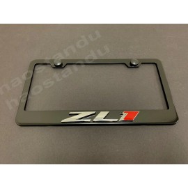 License Plate Frame Shop 1x "ZL1" 3D Emblem Badge BLACK Stainless License Plate Frame RUST FREE + S.Cap