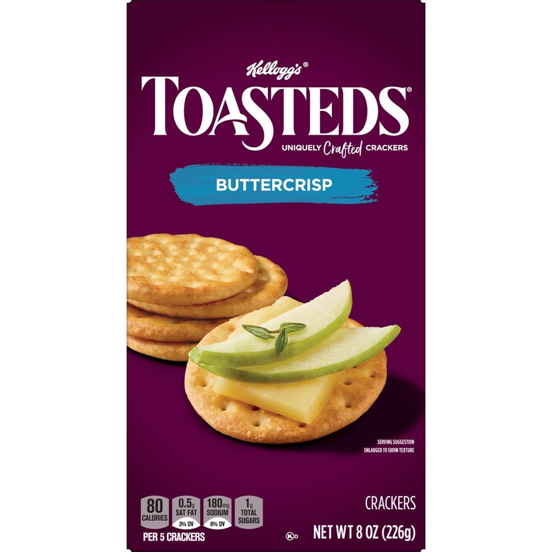 Toasteds Crackers, Party Snacks, Lunch Snacks, Classic Buttercrisp, 8oz Box