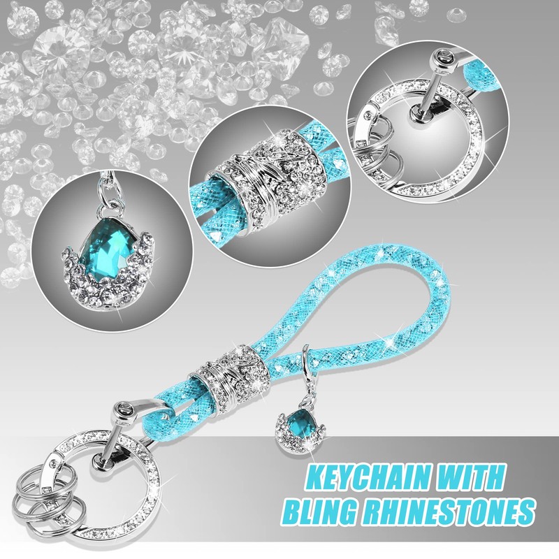 X AUTOHAUX Car Keychain Key Fob Accessories with Bling Rhinestones