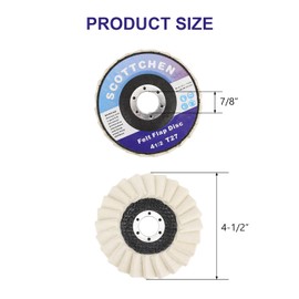 SCOTTCHEN Felt Flap Disc Abrasives 4-1/2" x 7/8" Arbor Buffing Polishing Wheel for Angle Grinder - 5 Pack