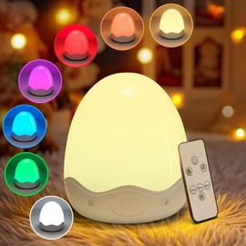 Egg Light for Nursery, 10 Brightness+10 Colors Egg Night Light for Kids Baby Night Light for Baby Light Nursery Lamp, 3600mAh Rechargeable Portable Lamp for Breastfeeding, Red Nightlight for Kids Room