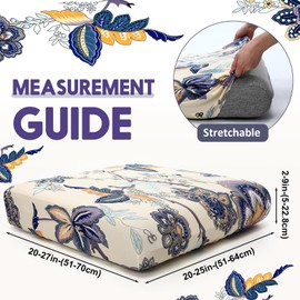 SmoothNovelty 4 Pcs Printed Couch Cushion Covers Stretch Furniture Sofa Washable Floral Replacement Seat Covers for Indoor and Outdoor