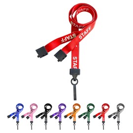PCL Media ltd® Red Staff Neck Strap Lanyard ID Card Holder with Plastic Clip and Safety Breakaway Catch - (Pack of 5) Staff Lanyard
