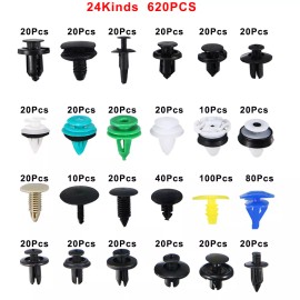 Unbranded 620 Pcs Plastic Auto Fasteners Clip Bumper Fender Repair Parts Kit 24 Kinds USA