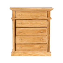 Waldosia 1:12 Scale Dollhouse Miniature Oak Dresser – 5-Drawer Wooden Chest for Bedroom, Roombox, Booknooks and Dioramas Furniture