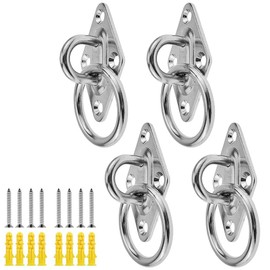 ZDNT Pack of 4 Eye Plate Stainless Steel M5 Eyelet Plate Rhombus Eye Plate with Ring, 304 Stainless Steel, Hook Hardware Deck Eye Metal Staple, for Wall Installation, Ceiling Installation, Wall Hooks